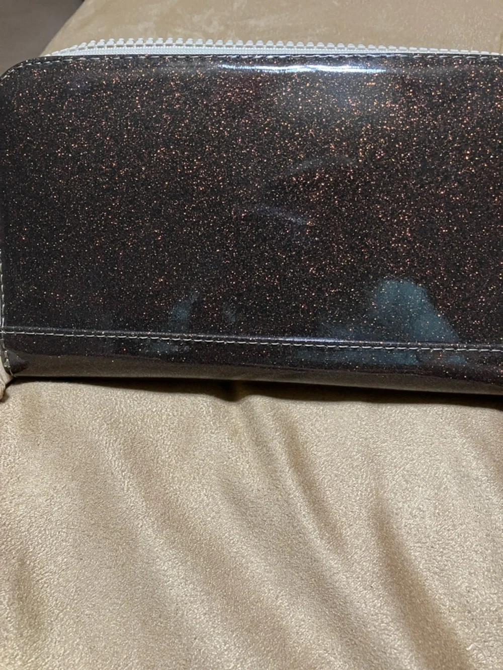 Consuela Dark Brown Glitter Zip Wallet